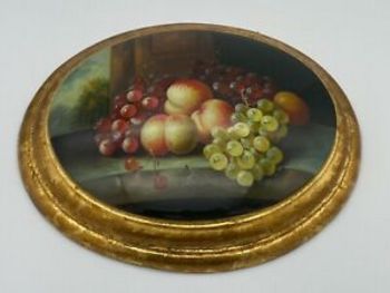 Stillleben - Ölgemälde – Oval - Trauben / Apfel